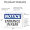 Signmission Entrance In Rear OSHA Notice Sign, Vinyl Decal, 14in W x 10in L, 2PK OS-2PACK-NS-D-1014-L-12102 - alternate 5
